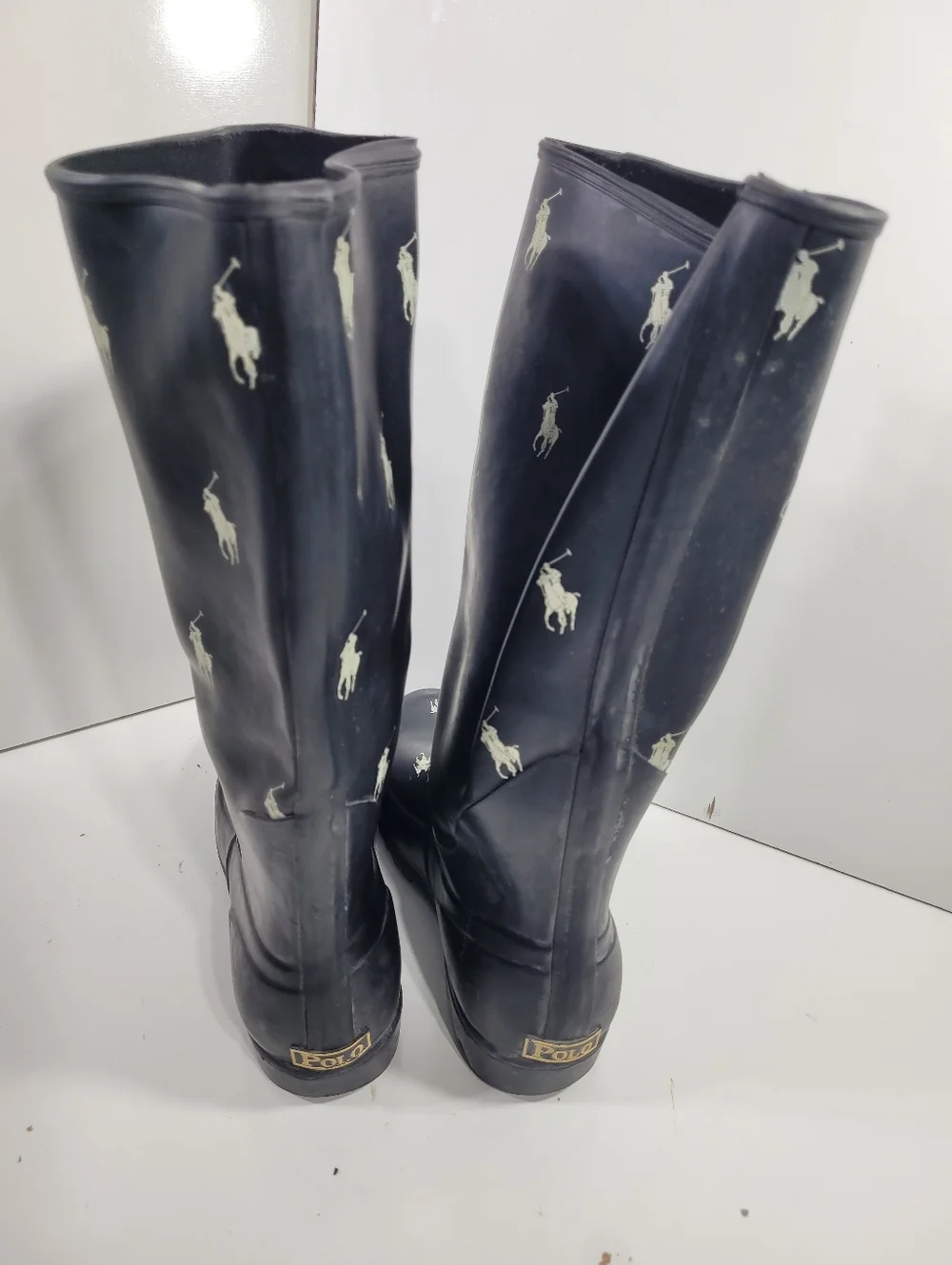 Polo Ralph Lauren Men 6 Women 7.5 Kids 6Y Rain Boots Pony All Over Print Wellies